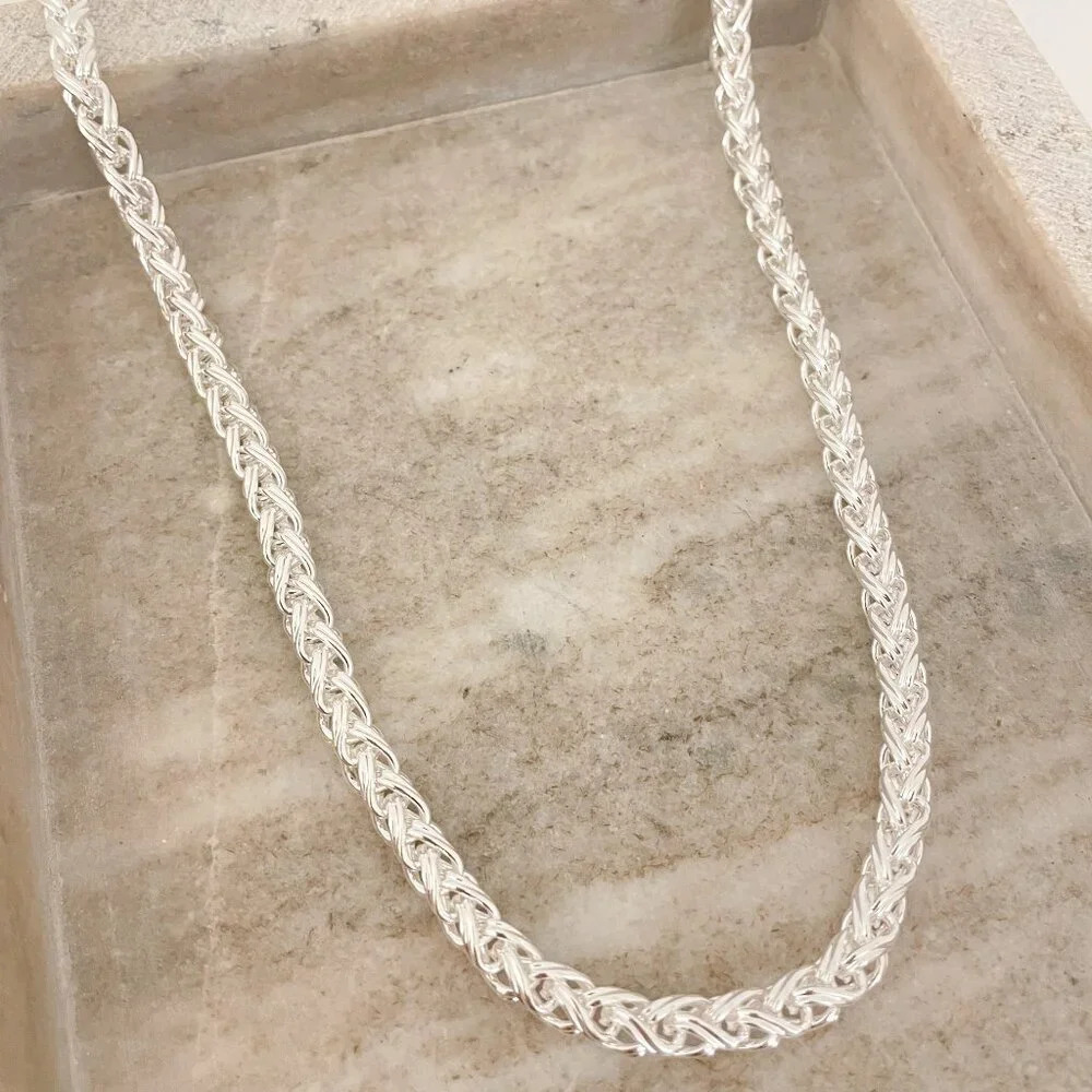 925 Sterling Silver Chain Link Necklace Thick Chunky Silver Statement Necklace - Picture 2 of 5